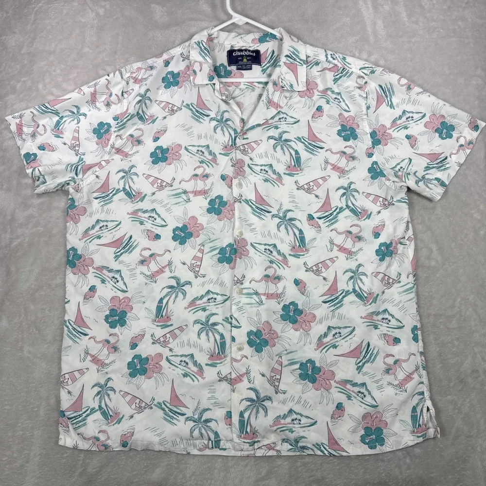 Chubbies Shirt Mens XXL Hawaiian Floral Tropical Short Sleeve Button Up Rayon